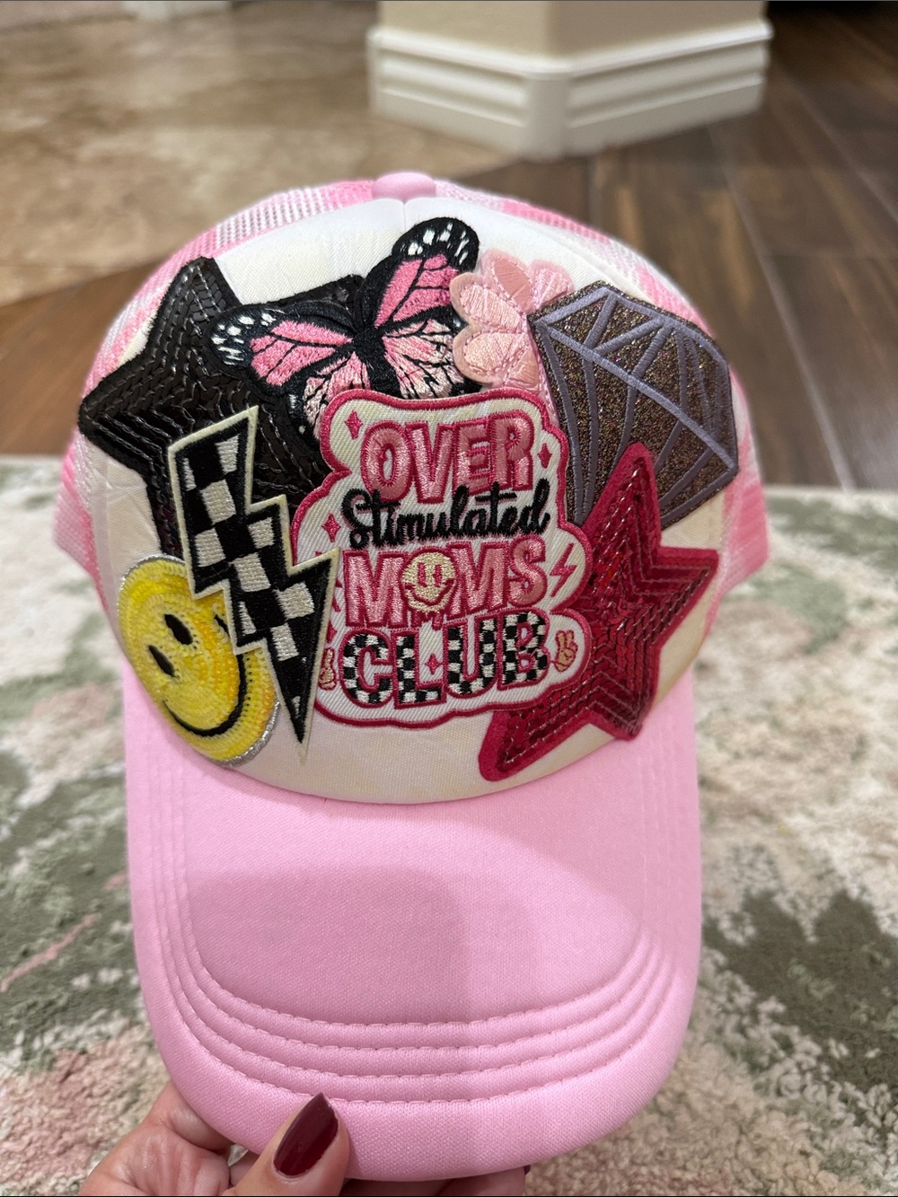 Pink Patchwork Trucker Cap - Patch Detail